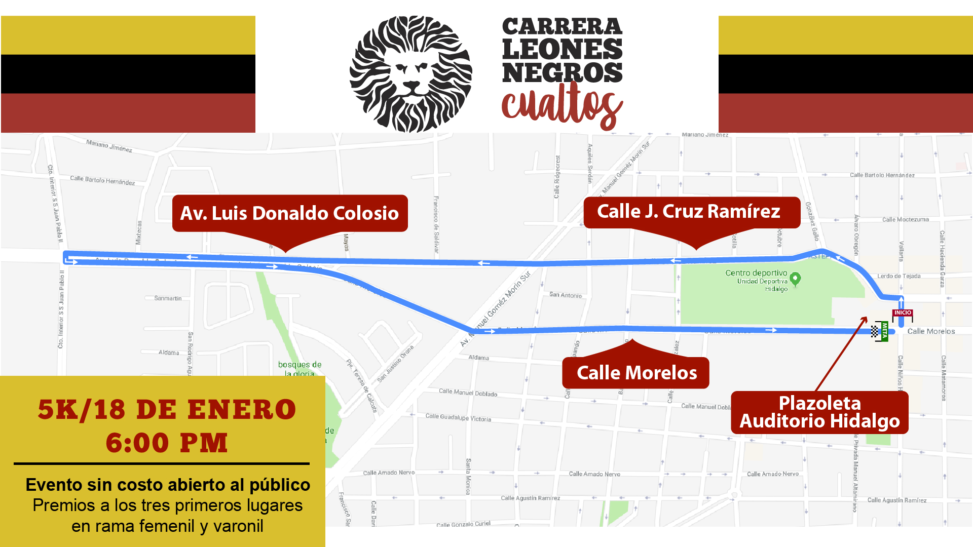 Cróquis de la Carrera Leones Negros CUAltos 5k