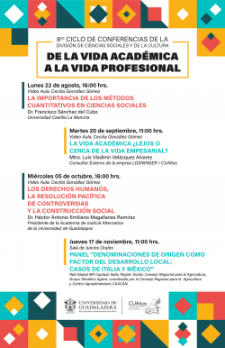 x8vo. Ciclo de Conferencias "De la vida académica a la vida profesional"