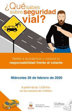 CUAltos te invita a participar en las prácticas de seguridad vial. 26 de febrero en las canchas deportivas